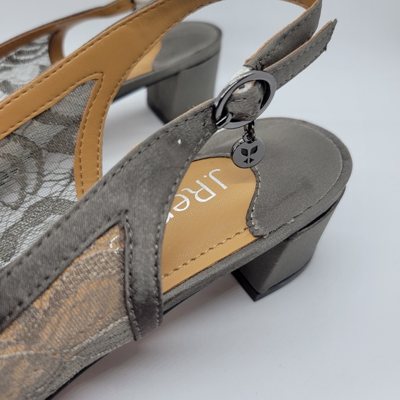 J. Renee Women's Faleece Lace/Satin Pumps Dark Gray 10.5M Block Heel - Picture 3 of 13